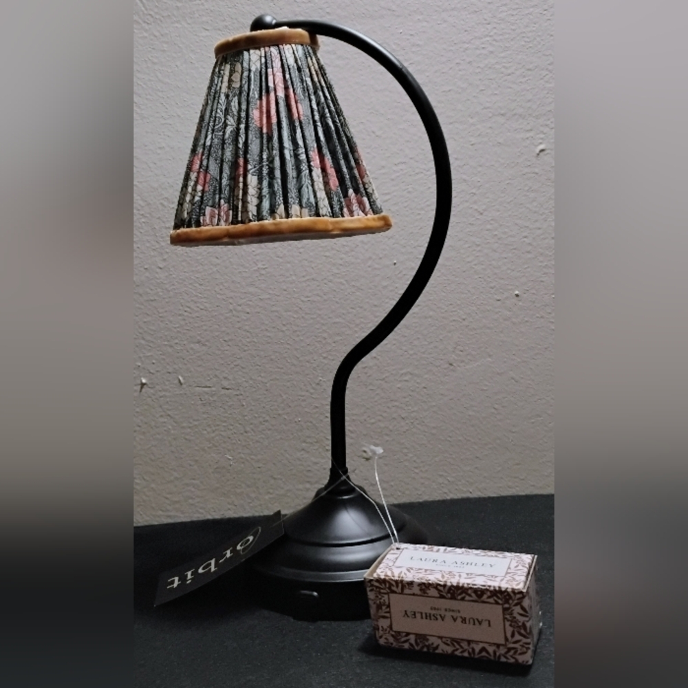 Laura Ashley Black Lamp with Floral Pleated Shade
